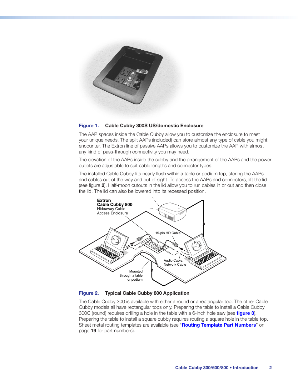 E cover (see, Figure 1 | Extron Electronics Cable Cubby 800 User Manual | Page 7 / 27