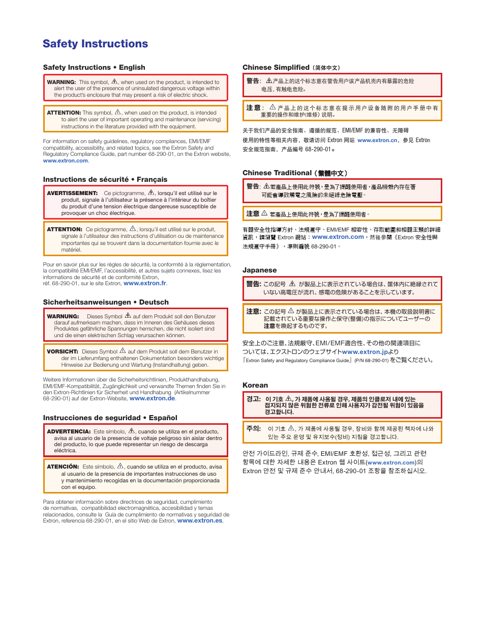 Safety instructions | Extron Electronics Cable Retraction System User Guide User Manual | Page 2 / 36