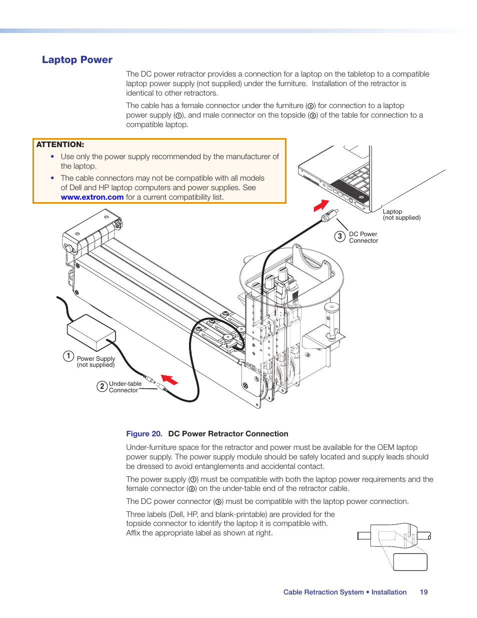 Laptop power | Extron Electronics Cable Retraction System User Guide User Manual | Page 25 / 36