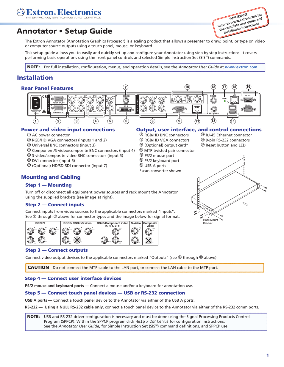 Extron Electronics Annotator Setup Guide User Manual | 4 pages