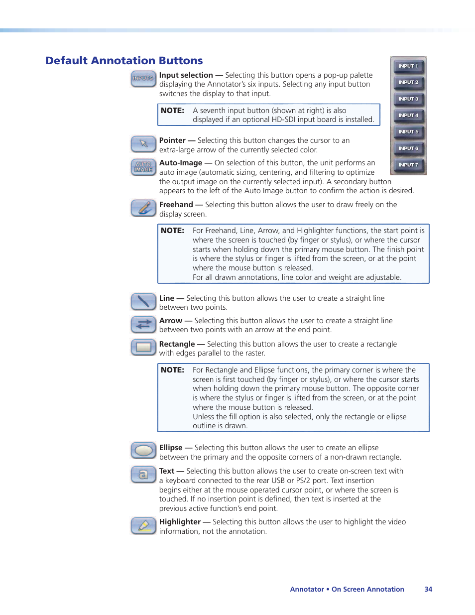 Default annotation buttons | Extron Electronics Annotator User Guide User Manual | Page 40 / 108