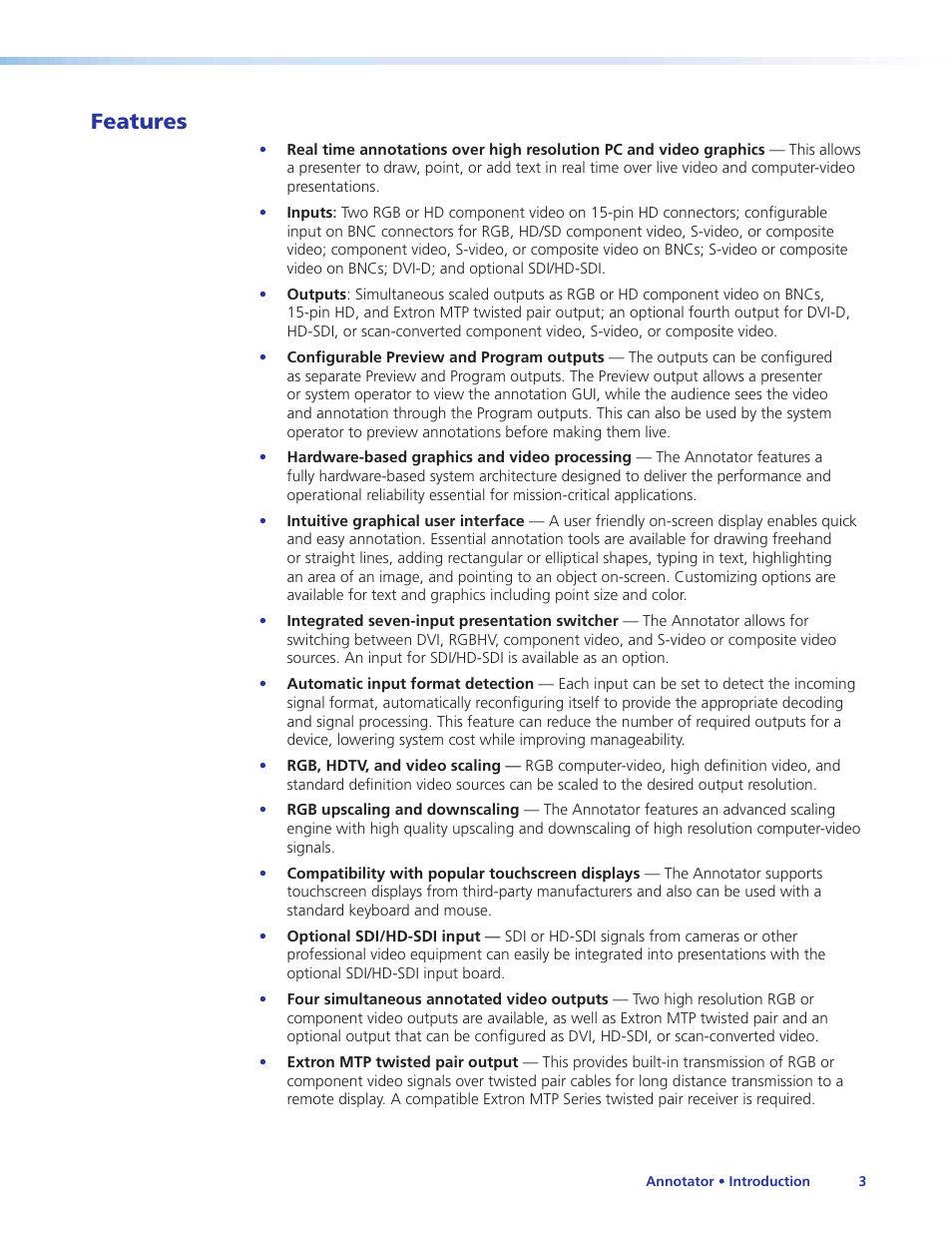 Features | Extron Electronics Annotator User Guide User Manual | Page 9 / 108