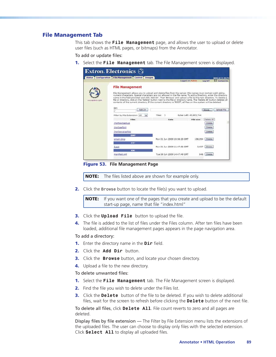 File management tab | Extron Electronics Annotator User Guide User Manual | Page 95 / 108