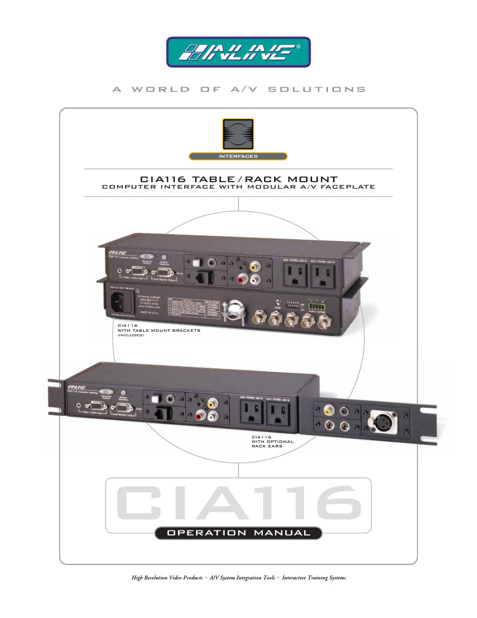 Extron Electronics CIA116 User Manual | 18 pages