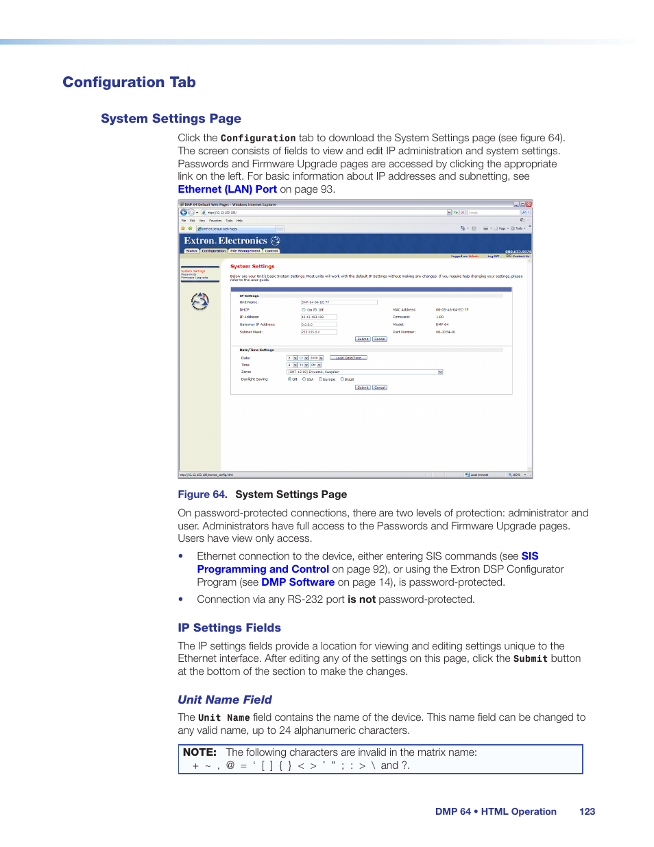Configuration tab | Extron Electronics DMP 64 User Guide User Manual | Page 129 / 146