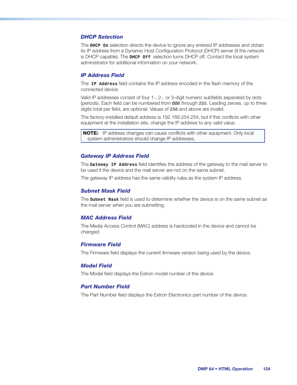 Extron Electronics DMP 64 User Guide User Manual | Page 130 / 146