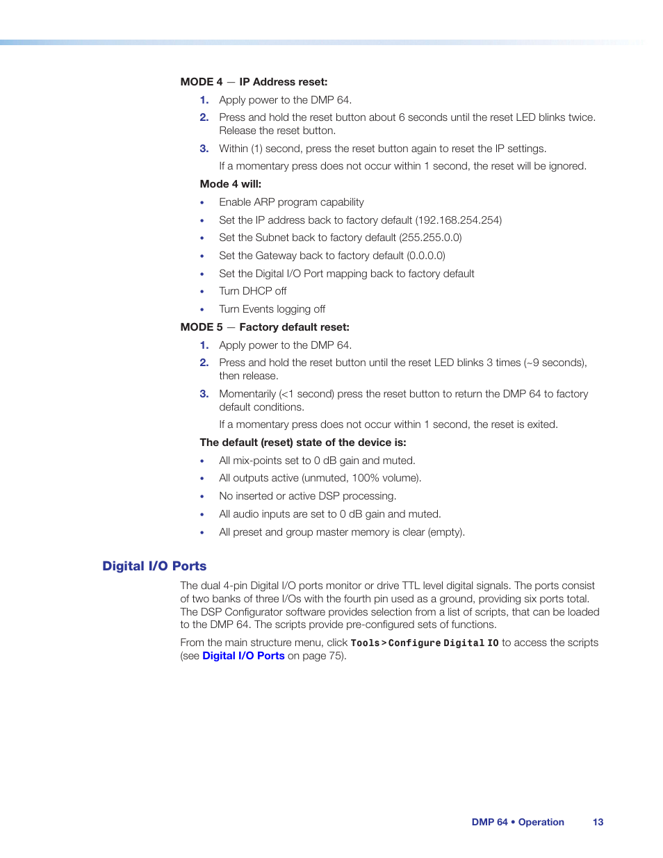 Digital i/o ports | Extron Electronics DMP 64 User Guide User Manual | Page 19 / 146