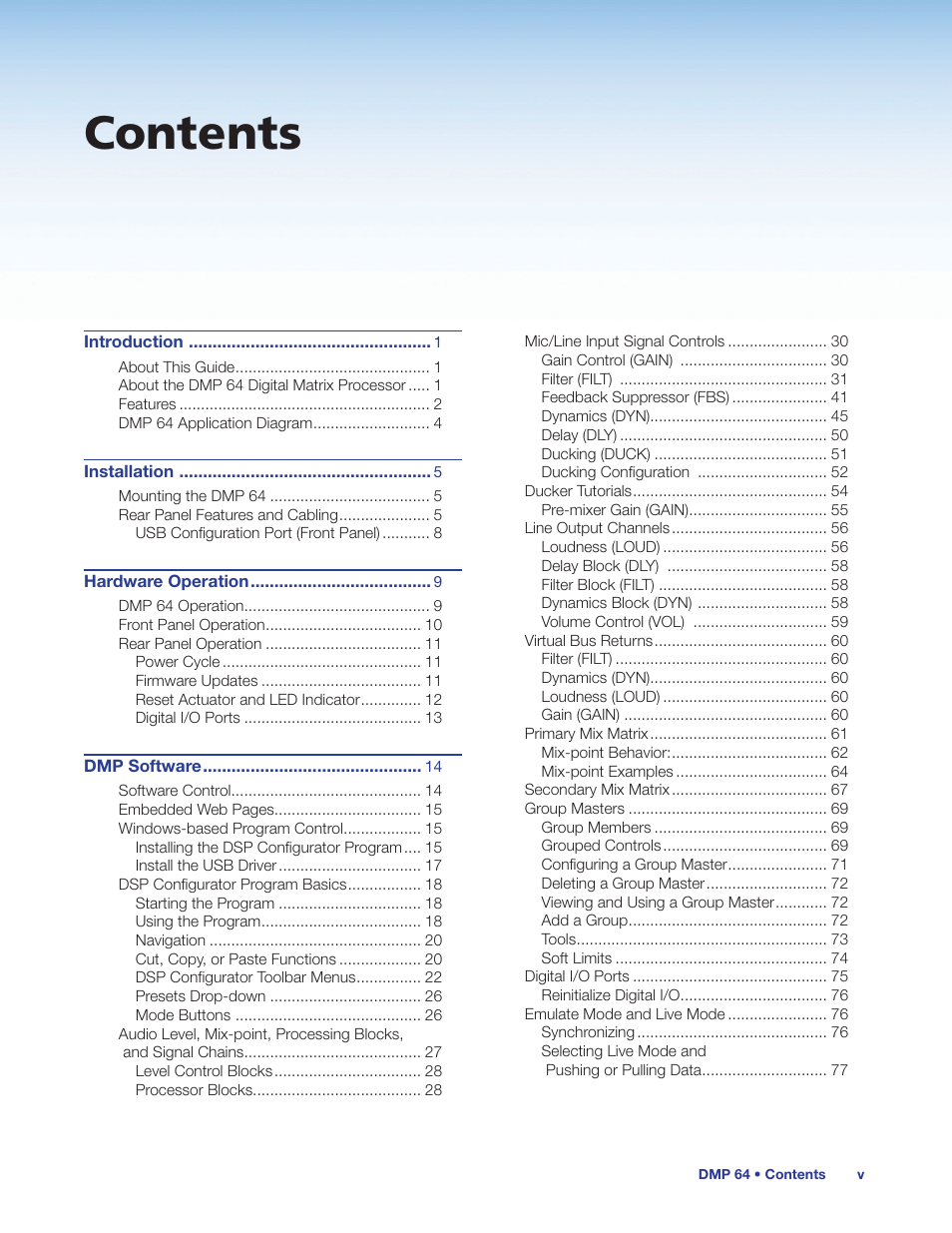 Extron Electronics DMP 64 User Guide User Manual | Page 5 / 146