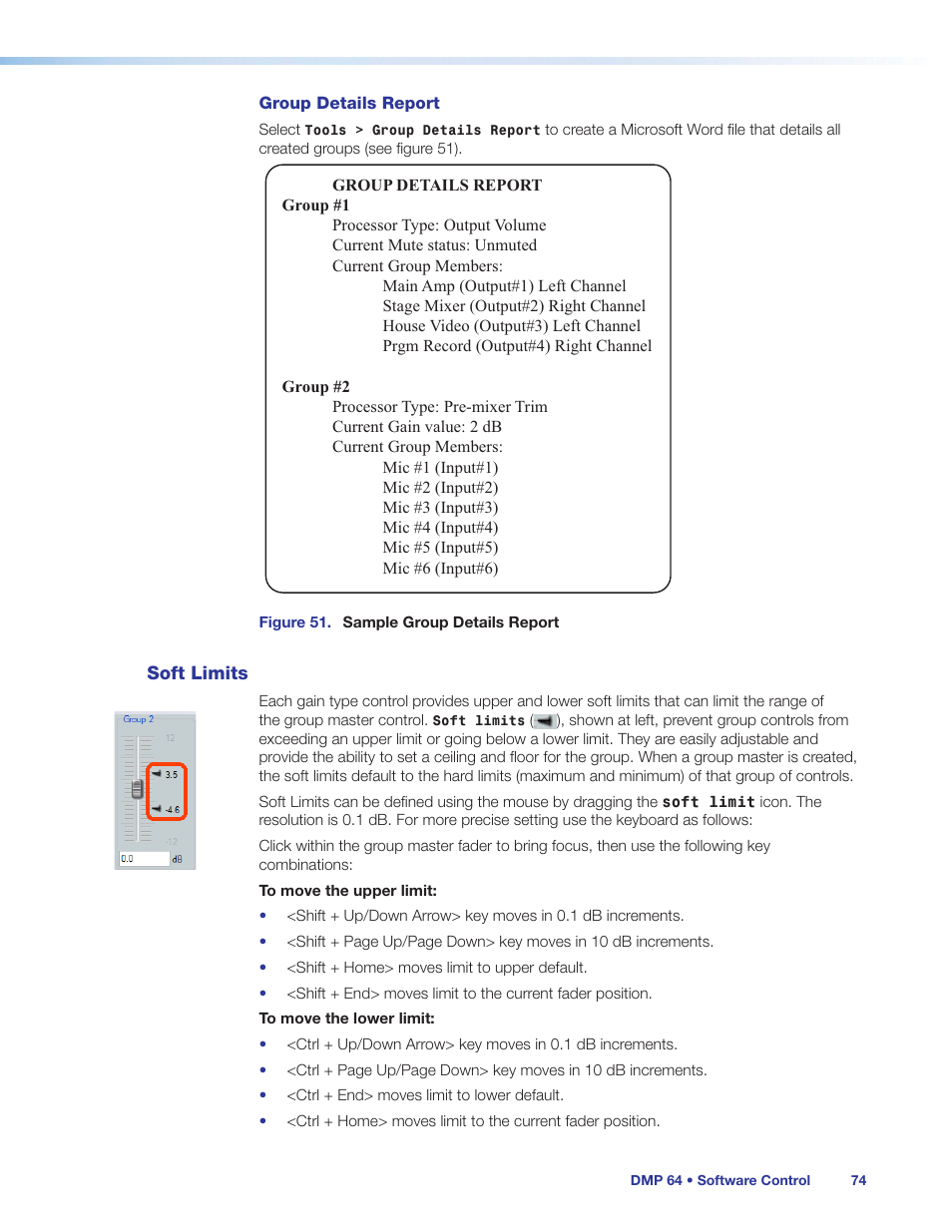 Soft limits | Extron Electronics DMP 64 User Guide User Manual | Page 80 / 146