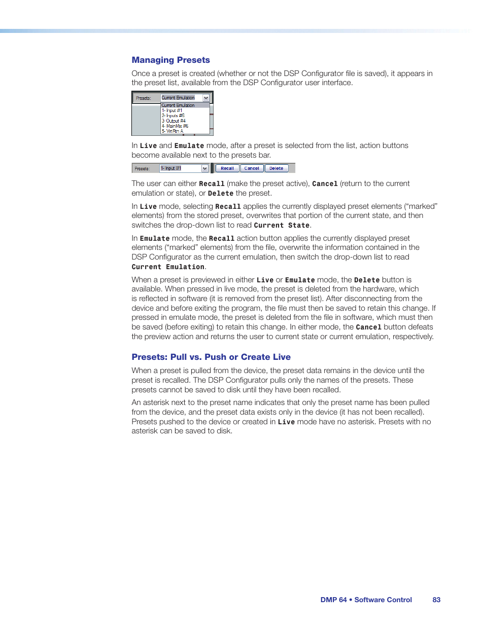Extron Electronics DMP 64 User Guide User Manual | Page 89 / 146