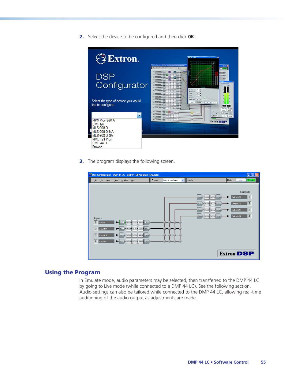 Using the program | Extron Electronics DMP 44 LC User Guide User Manual | Page 61 / 81