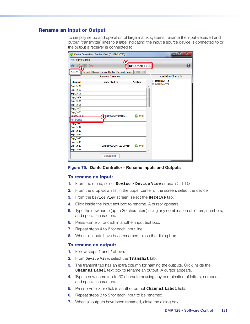 Rename an input or output | Extron Electronics DMP 128 User Guide User Manual | Page 127 / 205