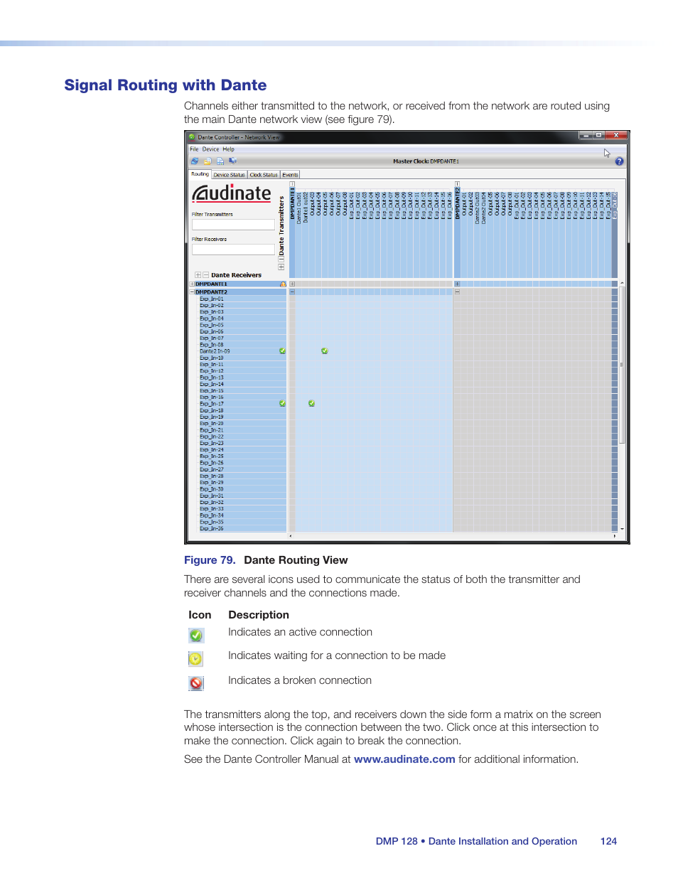 Signal routing with dante | Extron Electronics DMP 128 User Guide User Manual | Page 130 / 205