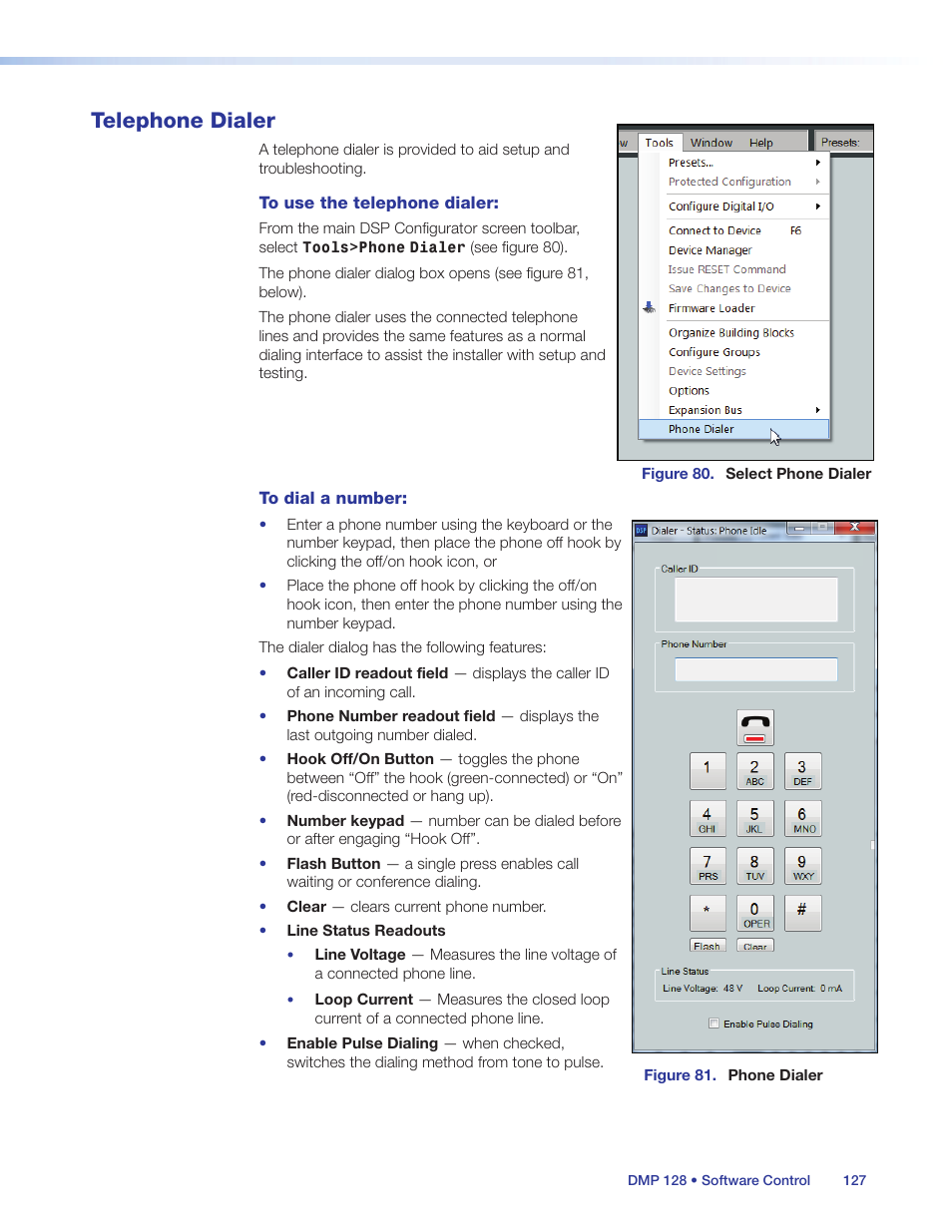Telephone dialer | Extron Electronics DMP 128 User Guide User Manual | Page 133 / 205
