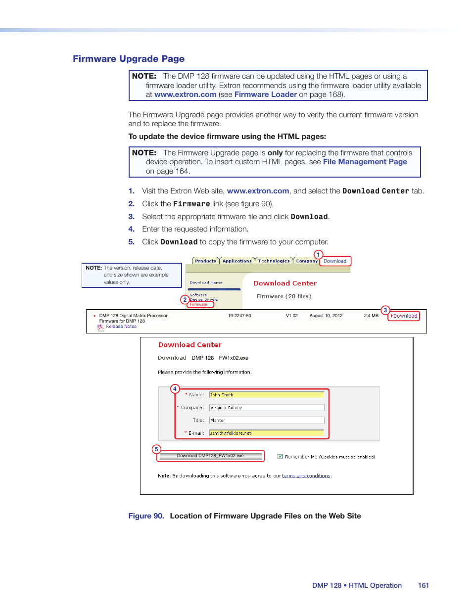 Firmware upgrade page | Extron Electronics DMP 128 User Guide User Manual | Page 167 / 205