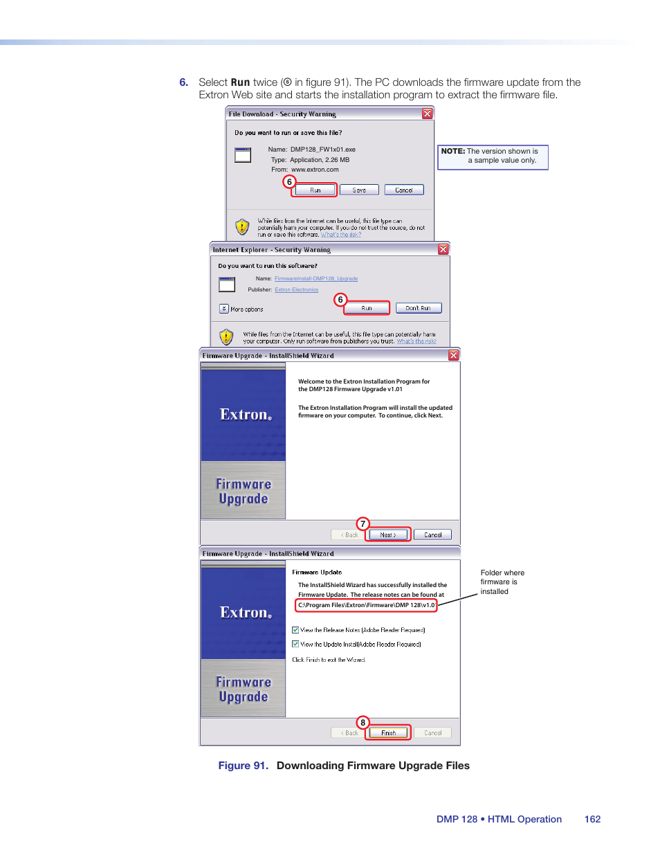 Figure 91. downloading firmware upgrade files | Extron Electronics DMP 128 User Guide User Manual | Page 168 / 205