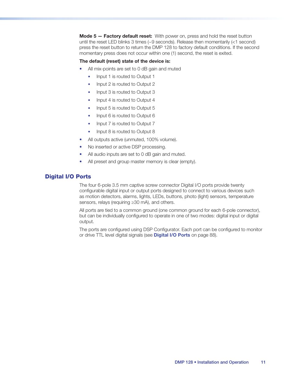 Digital i/o ports | Extron Electronics DMP 128 User Guide User Manual | Page 17 / 205