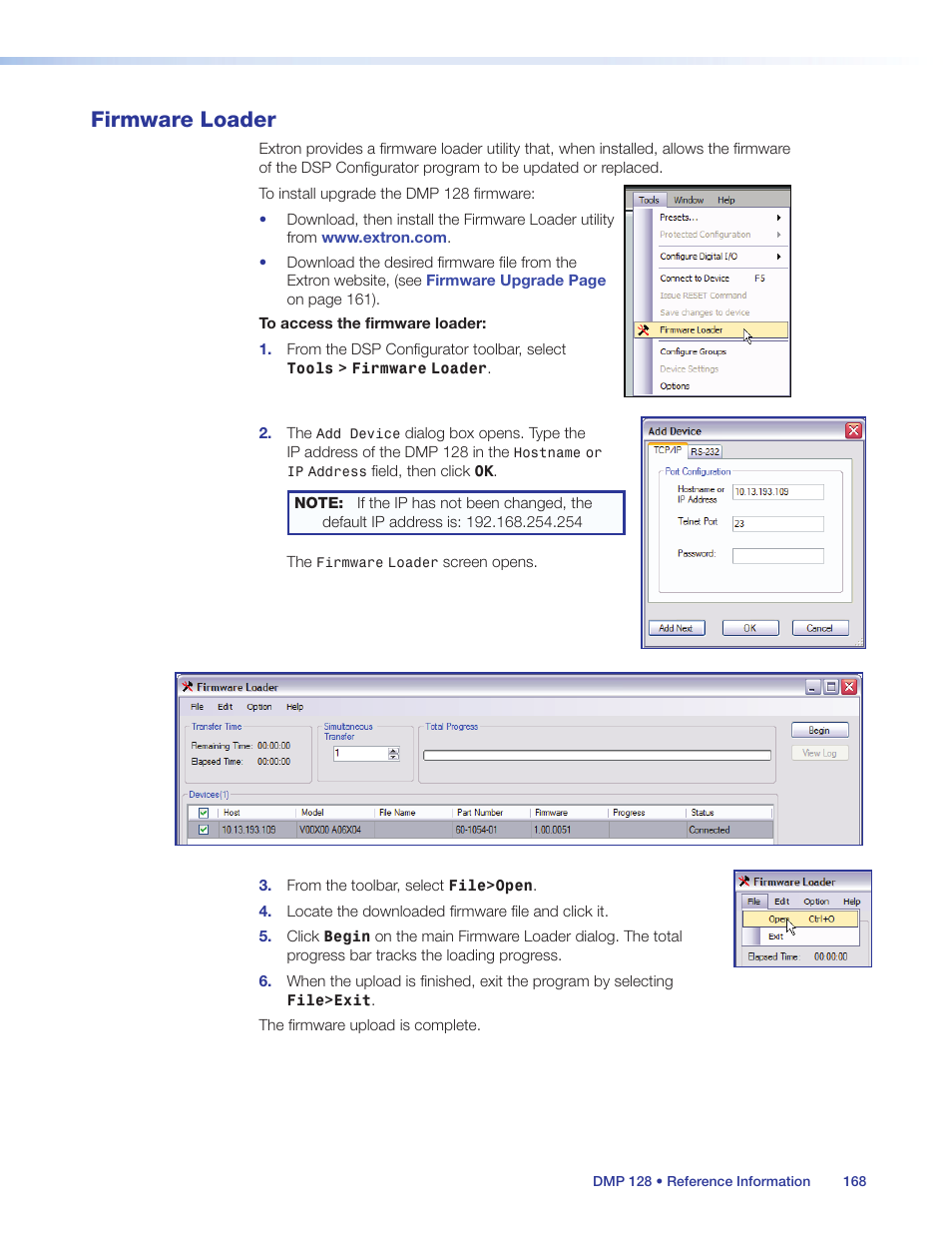 Firmware loader | Extron Electronics DMP 128 User Guide User Manual | Page 174 / 205