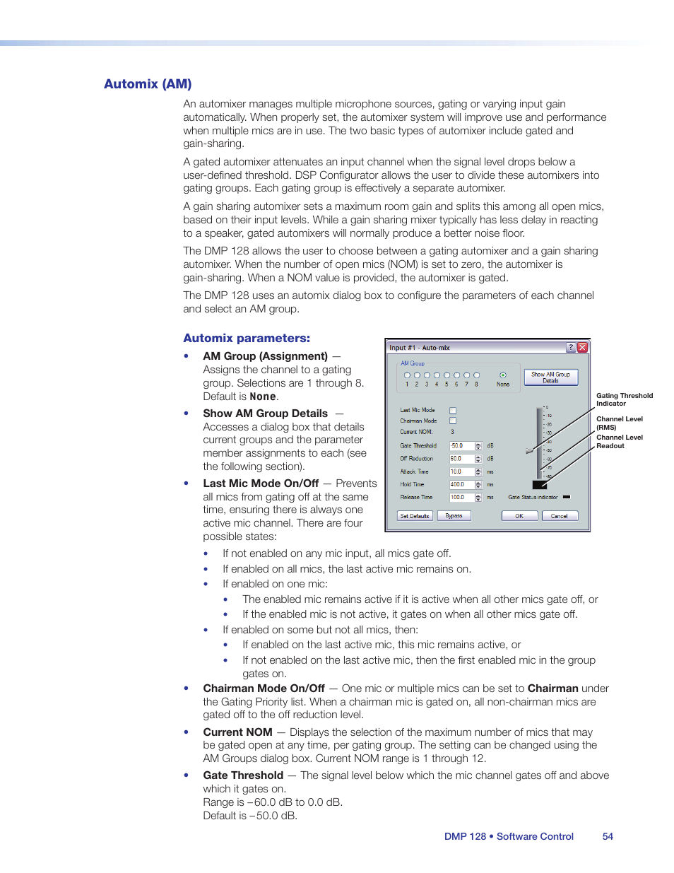 Automix (am) | Extron Electronics DMP 128 User Guide User Manual | Page 60 / 205
