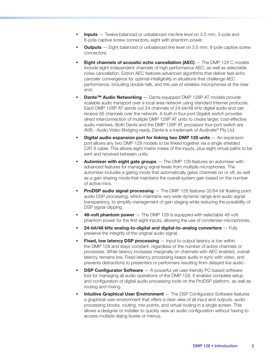 Extron Electronics DMP 128 User Guide User Manual | Page 8 / 205