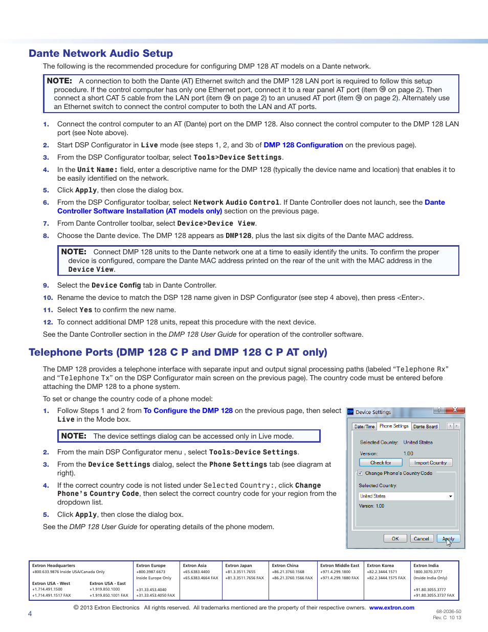 Dante network audio setup | Extron Electronics DMP 128 Setup Guide User Manual | Page 4 / 4