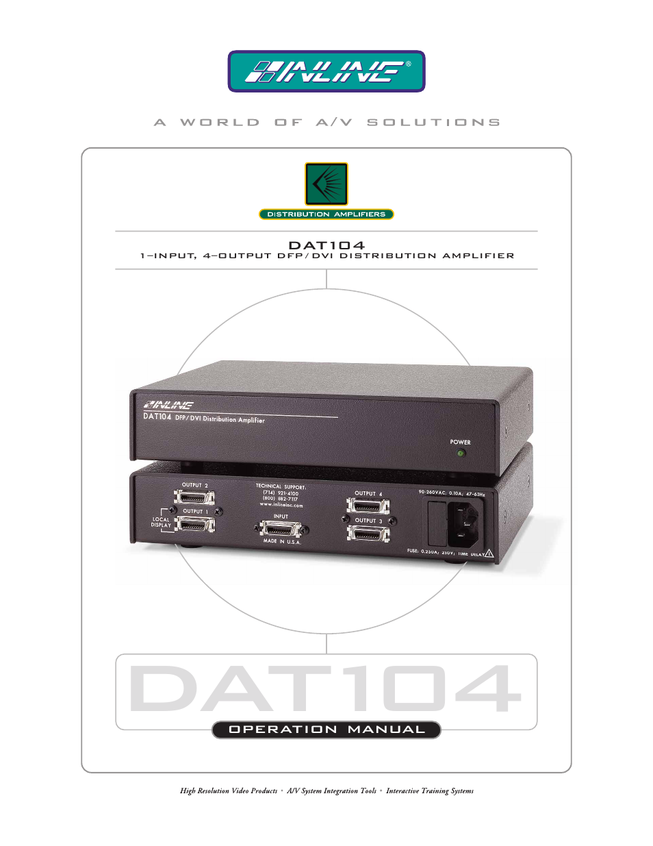 Extron Electronics DAT104 User Manual | 10 pages