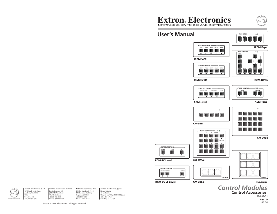 Extron Electronics Control Modules User Manual | 12 pages