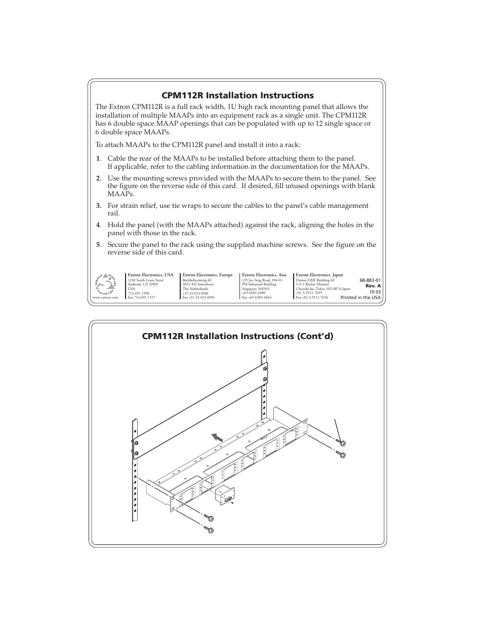 Extron Electronics CPM112R User Manual | 1 page