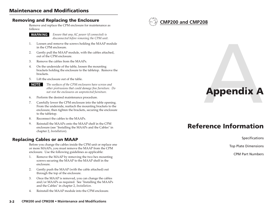 Appendix a, Reference information | Extron Electronics CPM208 User Manual | Page 10 / 13