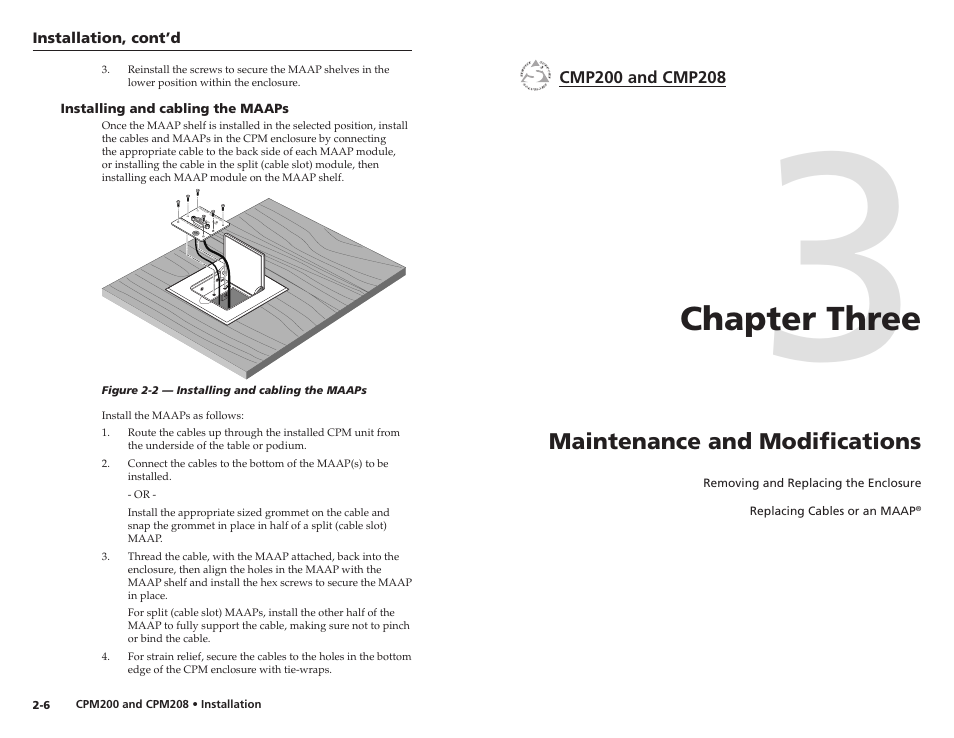 Chapter three, Maintenance and modiﬁcations | Extron Electronics CPM208 User Manual | Page 9 / 13