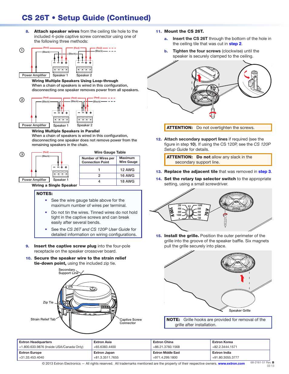 Cs 26t • setup guide (continued), Ab c, Mount the cs 26t | Extron Electronics CS 26T Setup Guide User Manual | Page 2 / 2