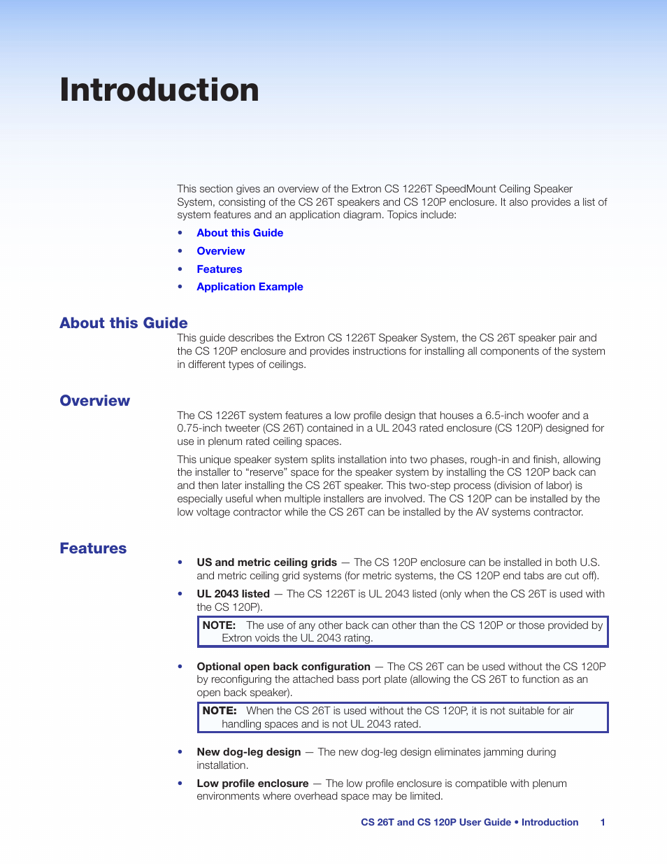 Introduction, About this guide, Overview | Features, About this guide overview features | Extron Electronics CS 120P User Guide User Manual | Page 7 / 33