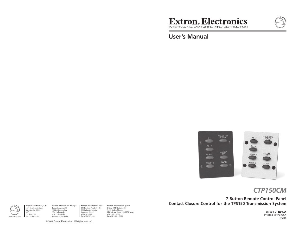Extron Electronics CTP150CM User Guide User Manual | 11 pages