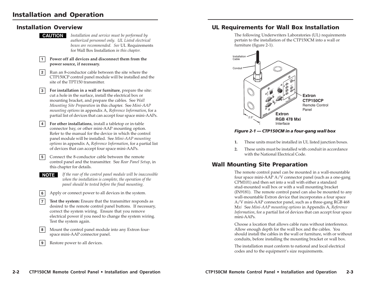 Installation and operation | Extron Electronics CTP150CM User Guide User Manual | Page 6 / 11