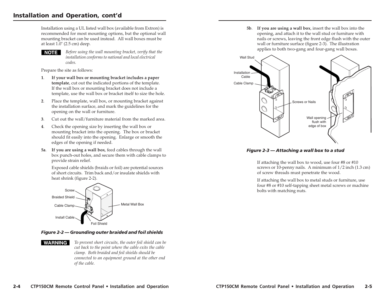 Installation and operation, cont’d | Extron Electronics CTP150CM User Guide User Manual | Page 7 / 11