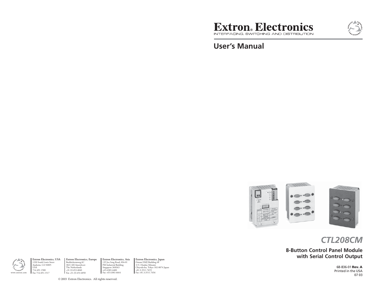 Extron Electronics CTL208CM User Manual | 25 pages