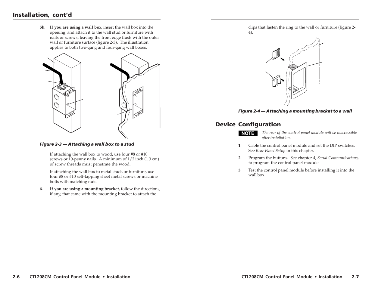 Installation, cont’d, Device configuration | Extron Electronics CTL208CM User Manual | Page 10 / 25