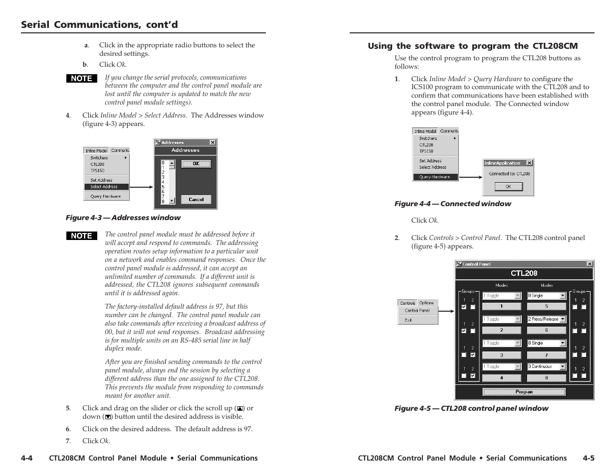 Serial communications, cont’d | Extron Electronics CTL208CM User Manual | Page 17 / 25