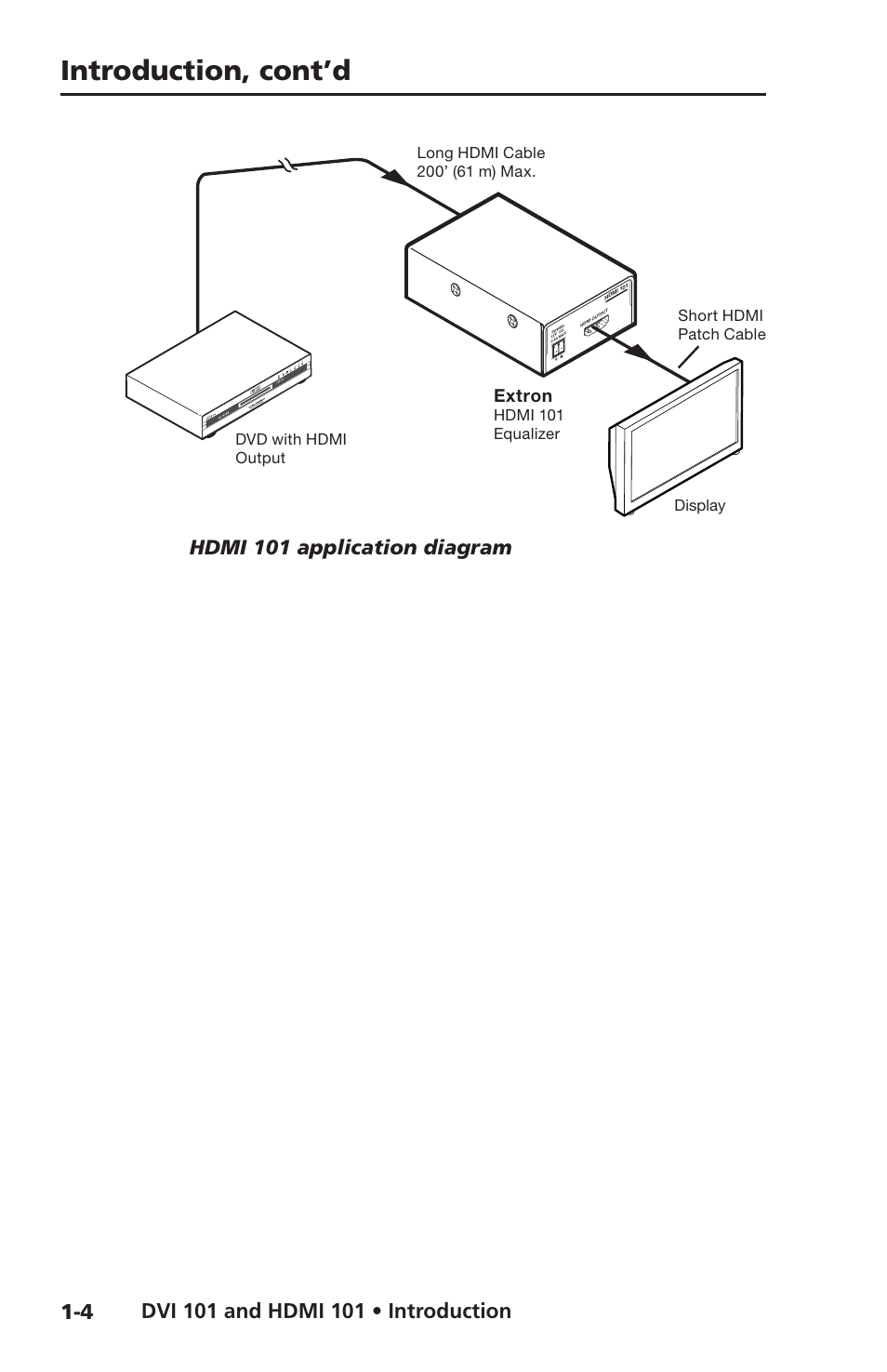 Introduction, cont’d, Hdmi 101 application diagram, Hdmi 101 | Extron, Display, Hdmi output hdmi input | Extron Electronics HDMI 101 User Manual | Page 10 / 30