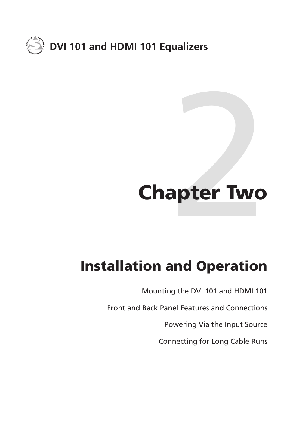 Chapter two, Installation and operation, Chapter two • installation and operation | Extron Electronics HDMI 101 User Manual | Page 11 / 30