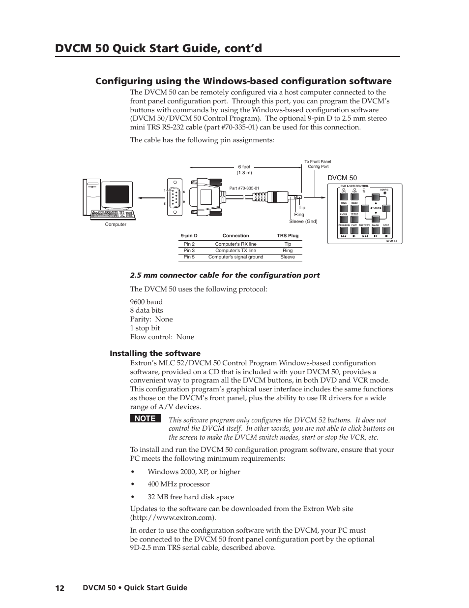 Preliminar y, Dvcm 50 quick start guide, cont’d, Dvcm 50 • quick start guide 12 | Installing the software | Extron Electronics DVCM 50 Quick Start Guide User Manual | Page 14 / 18