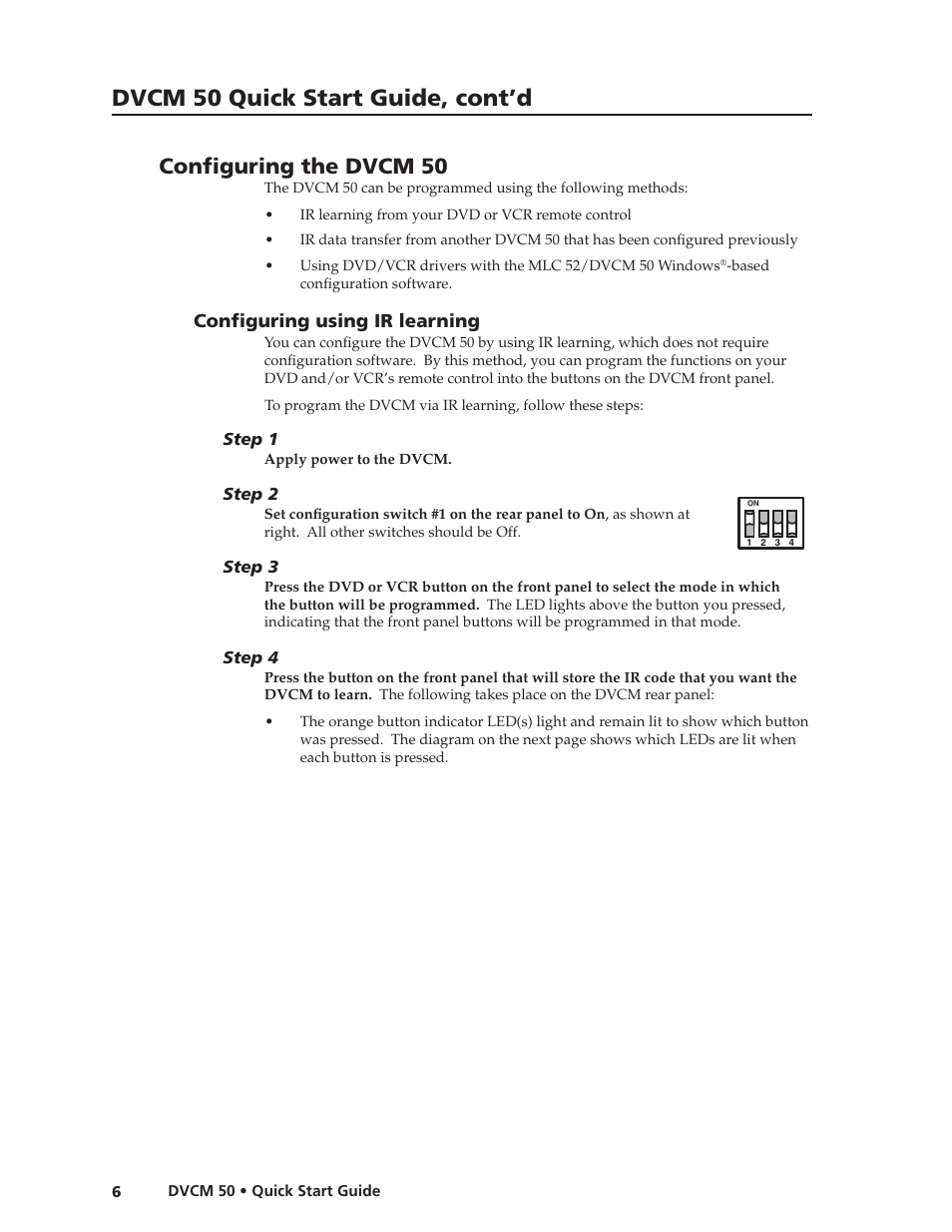 Preliminar y preliminar y, Dvcm 50 quick start guide, cont’d, Confi guring the dvcm 50 | Extron Electronics DVCM 50 Quick Start Guide User Manual | Page 8 / 18