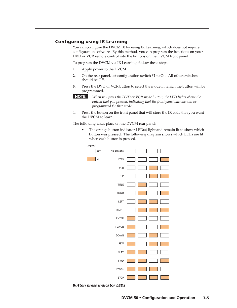 Preliminar y, Confi guring using ir learning | Extron Electronics DVCM 50 User’s Manual User Manual | Page 21 / 70