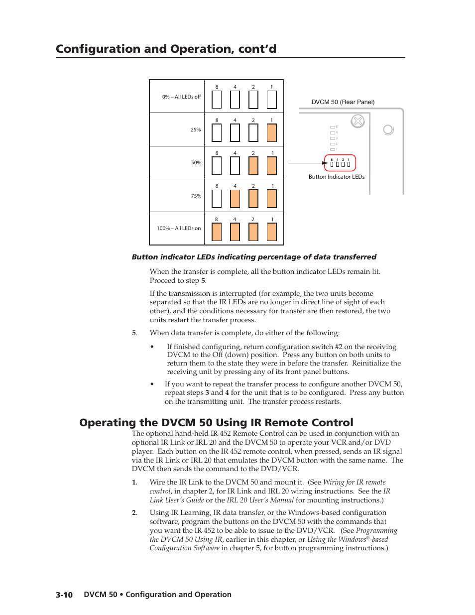 Preliminar y, Confi guration and operation, cont’d, Operating the dvcm 50 using ir remote control | Extron Electronics DVCM 50 User’s Manual User Manual | Page 26 / 70