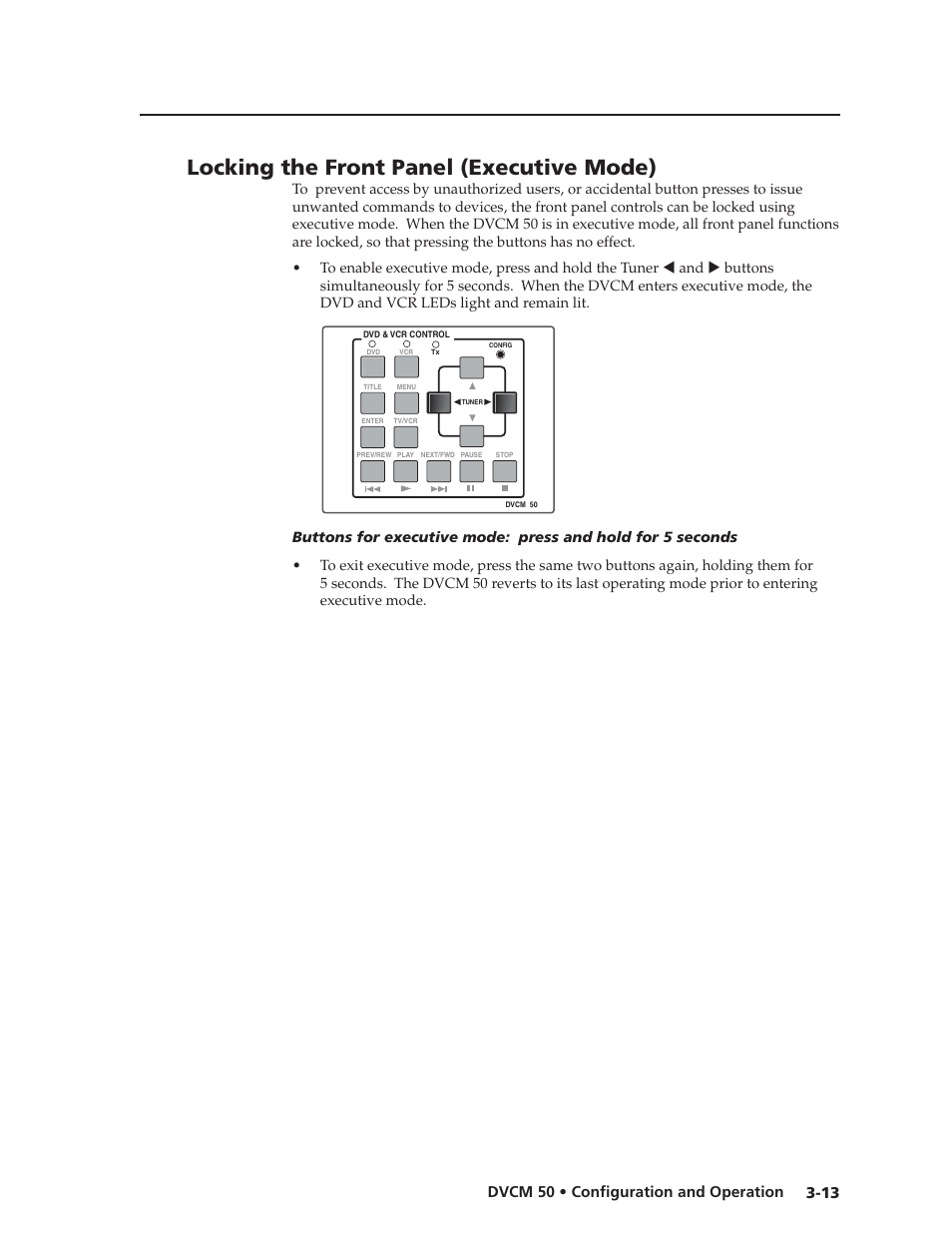Preliminar y, Locking the front panel (executive mode) | Extron Electronics DVCM 50 User’s Manual User Manual | Page 29 / 70