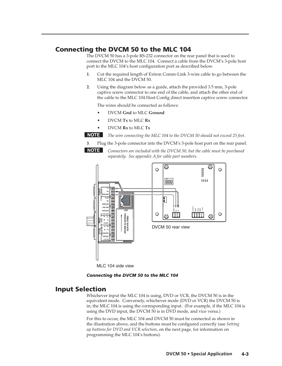 Preliminar y, Input selection, 3 dvcm 50 • special application | Extron Electronics DVCM 50 User’s Manual User Manual | Page 33 / 70