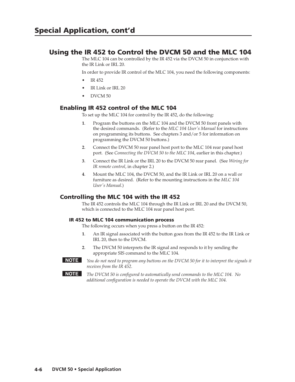 Preliminar y, Special application, cont’d | Extron Electronics DVCM 50 User’s Manual User Manual | Page 36 / 70