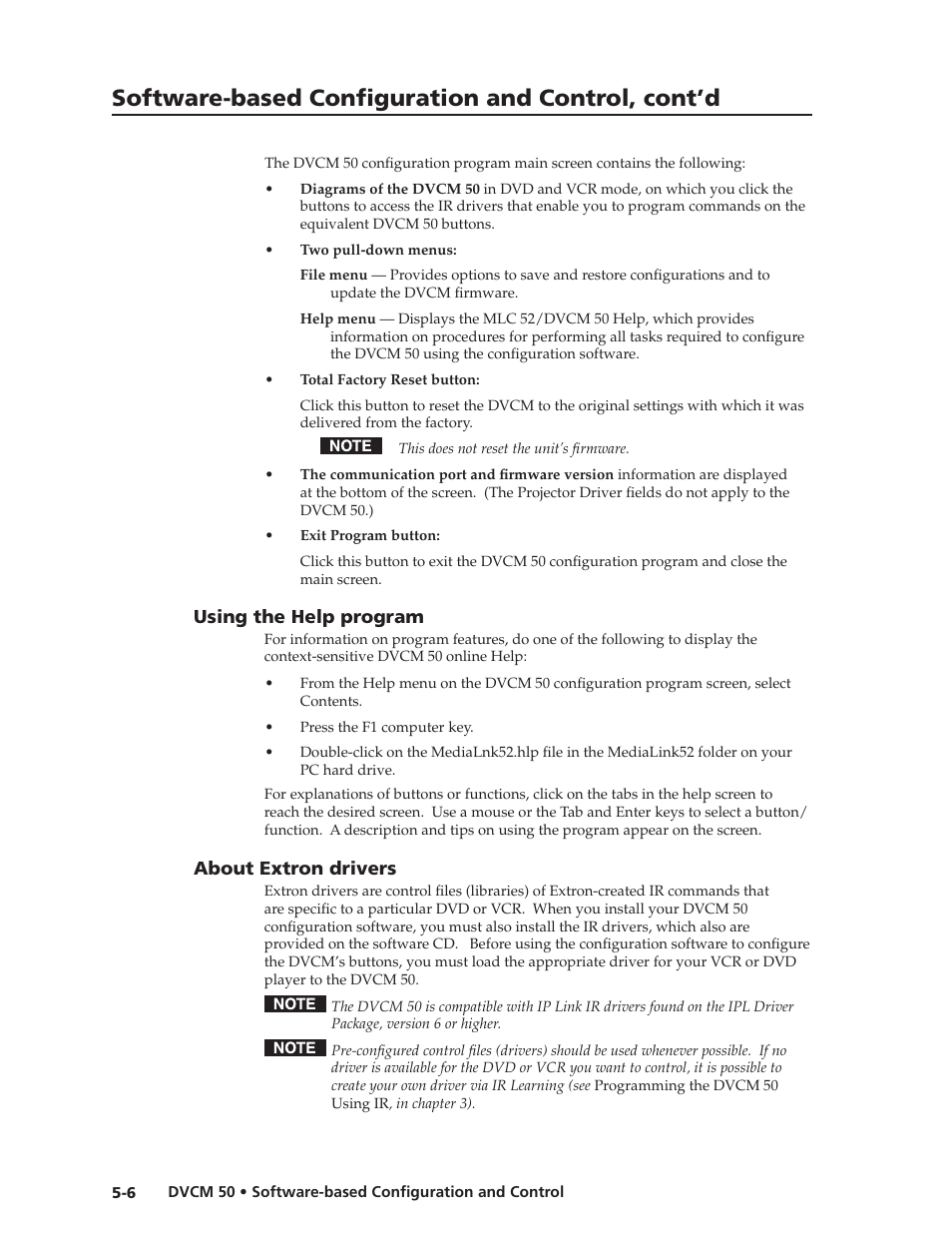 Preliminar y, Software-based confi guration and control, cont’d | Extron Electronics DVCM 50 User’s Manual User Manual | Page 46 / 70