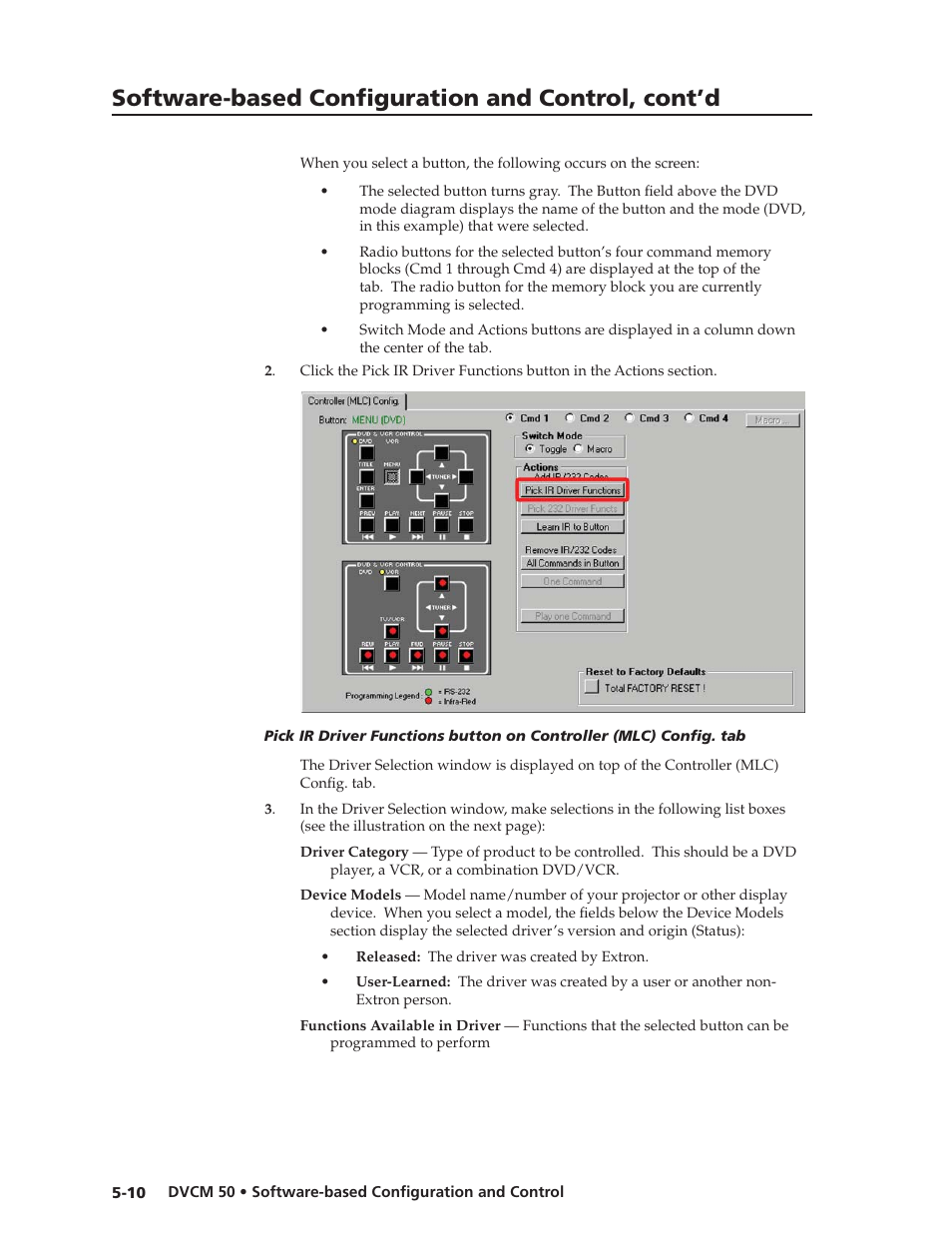 Preliminar y, Software-based confi guration and control, cont’d | Extron Electronics DVCM 50 User’s Manual User Manual | Page 50 / 70