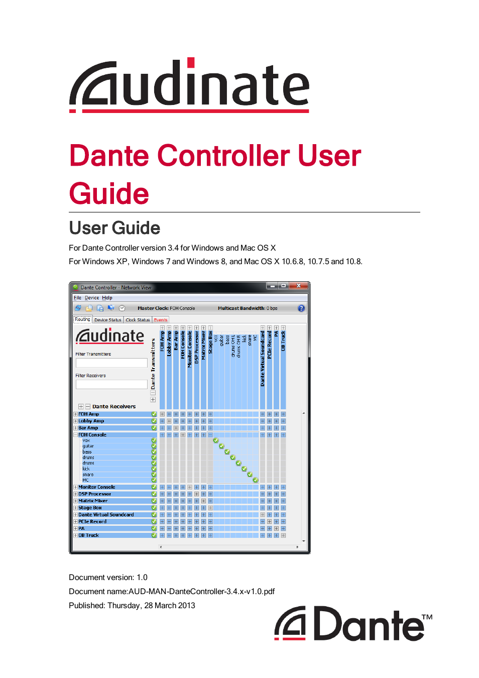 Extron Electronics Dante Controller User Manual | 55 pages